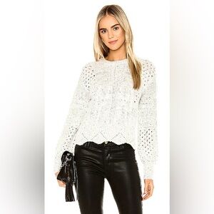 Francesca’s Lilly Crochet Front Pointelle Pull Over White Sweater M